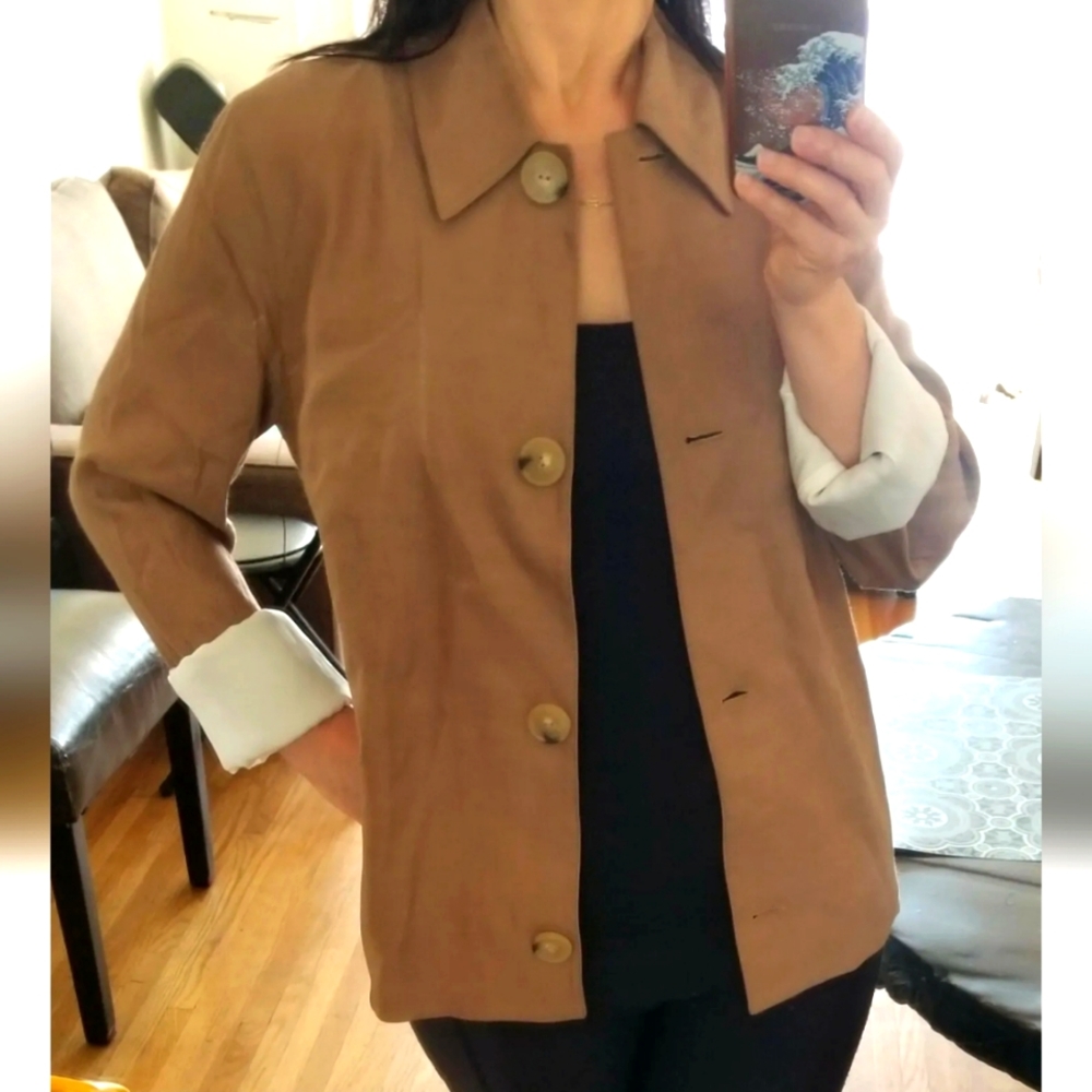 Vince Blazer Women Jacket Linen Silk Blend, Long Sleeve Pockets Classic, S